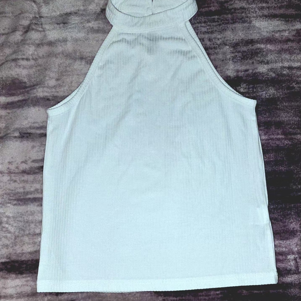 Tween's White Ribbed Halter Tank Top